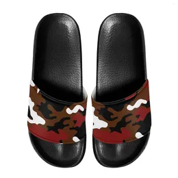Slippers Outdoor Beach Red Camouflage Men Casual Flat Shoes EVA Sole Anti-Slip Design Comfort PU Upper Fit Everyday Wear