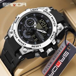 Wristwatches Sanda 3302 Product Watch Youth Multi Functional Fashion Trend Men's Cool Waterproof Alarm Clock