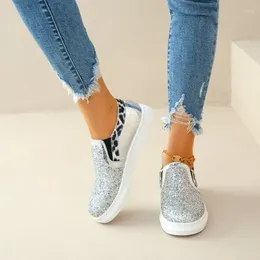 Casual Shoes Women Glitter Mesh Flat Ladies Sequin Vulcanized Lace Up Sneakers Outdoor Sport Walking 2024