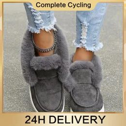 Cycling Shoes Women Winter Boots Warm Plush Velvet Ankle Snow Soft Female Sneakers Comfortable Cotton Furry Flat