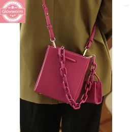 Bag Fashion Acrylic Chains Crossbody For Women Designer Handbags Luxury Pu Leather Shoulder Lady Small Purse 2 Bags Set 2024