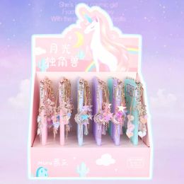 Pens 36 pcs/lot Kawaii Unicorn Pendant Gel Pen For Writing Cute 0.5mm Black Ink Pen Gift Stationery Office School Supplies