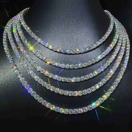 Fashion Jewelry Hip Hop Necklace Pass Diamoster 5mm Moissanite Iced Out Tennis Chain for Men Women