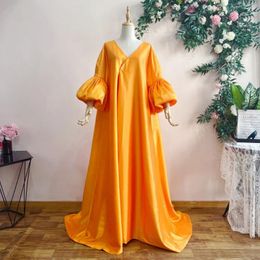 Party Dresses 3/4 Long Sleeves Puffy Taffeta Evening Dress Cape V Neck Clock 2M Jackets Cover Up Wedding Robe