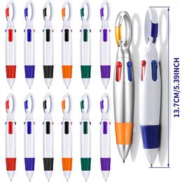 30Pcs Retractable Shuttle Pen With Hiking Clip Mini 4-in-1 Multi-color Ink Ballpoint Key Chain For Children Nurses