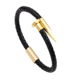 Luxury 18K Gold Plated Stainless Steel Charm Leather Bracelet for Men and Women Gift8622282