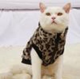 Dog Apparel Cat Costumes Pet Clothes Winter Warm Dogs Vest Coat Clothing Cute Leopard Print Pattern Wool Knitting Cotton Pullover2176274