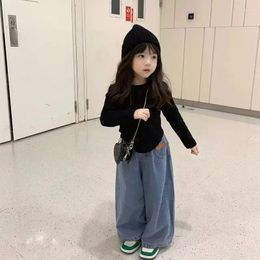 Clothing Sets Fashion Girl Clothes Set Spring Autumn Kids Child Top Shirt Casual Jeans 2PCS Underlay Wide-Leg Pants Baby 1-10Y