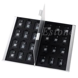 Cards Silver Aluminium Memory Card Storage Case Box Holder For 24 TF Micro SD Cards