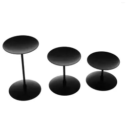 Candle Holders 3Pcs Iron Plates Tabletop Decors Wedding Candlestick Display Trays