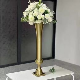 100cm)10pcs)Tall Gold Metal Flower Vase Gold Wedding Decoration Table Centrepieces Flower Stand Wedding Centrepieces