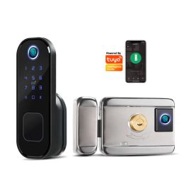 Control Tuya Smart Lock Waterproof Wifi Fingerprint Rim Lock Smart Card Digital Code Electronic Door Lock for Home Gate Outdoor