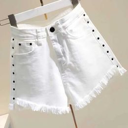 Women's Shorts Black Denim Shorts Womens Strtwear 2023 Summer New Korean Slim Chain Trend Hot Pants White Casual Short Jeans Y240420