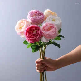 Decorative Flowers High Quality Beautiful Silk Artificial Rose Fake Hand Feel Flower Plant Wedding Home Table Decor Valentine's Day Present