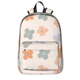 Backpack Retro Hippy Flowers Waterproof Student School Bag Laptop Rucksack Travel Large Capacity Bookbag