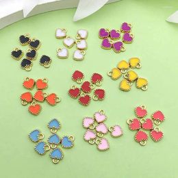 Charms 50/54pcs 8 9mm 9 Color Enamel Heart Alloy Metal Pendants For DIY Bracelets Necklaces Jewelry Making Accessories