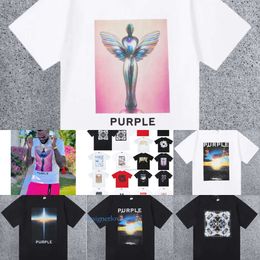 Summer Purple Men s Women T shirts Designer Shirts Cotton Loose Casual Graphic Tee Clothes Oil Painting Vintage Letters Printed Graffiti Tshirts Man Tops Size S XL