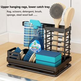 Kitchen Storage Hanging Towel Rack Sponge Brush Dishcloth Draining Sink Basket Bathroom Shampoo Holder