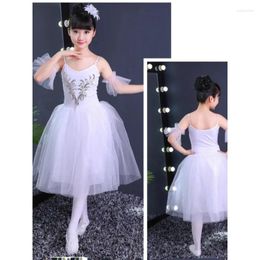 Stage Wear 61 Children's Uniforms Dance Dresses Girls' Ballet Skirts White Tulle Suspenders Purut