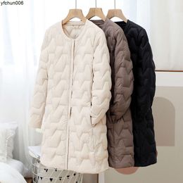 Autumn/winter New Light and Thin Down Coat Womens Mid Length Round Neck Long Edition Collarless Inner Layer {category} 4c60