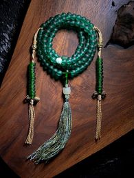 Strand Green Mother Glaze Beads Bracelet 108 Necklace Practise Rosary Female