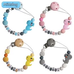 Personalised Name Handmade Silicone Baby Beech Dummy Pacifier Clip Safe Teething Chain Teether chains Holder Gift 240418