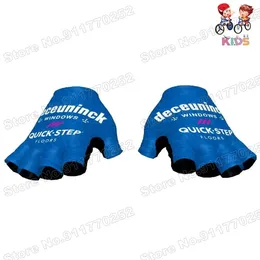 Cycling Gloves 2024 Quick Step Kids Boys Girls Bike Blue Children MTB Road Bicycle Jerseys One Pair Gel Half Finger Glove