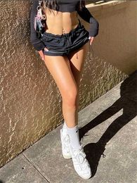 Spódnice kobiety grunge estetyczny ładunek mini spódnica z niską talią sznurka koronkowe spódnice letnie harajuku e girl sexy strtwear y240420