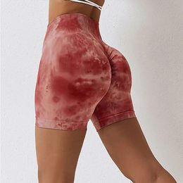 Tie Dye Shorts for Women Tights Push Up Booty Workout Shorts Seamless Fitness Sports Short Gym Clothing Yoga Shorts 240415