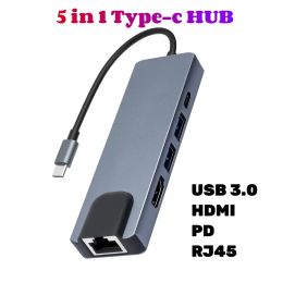 Hubs TypeC Hub to 100Mbps RJ45 Ethernet 4K HDTV USB 3.0 2.0 C PD Dock Station for MacBook iPad Samsung S20 Xiaomi 10