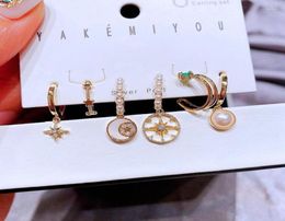 Dangle Earrings MIGGA 6pcs Cubic Zircon Star Imitation Pearl With Ear Cuffs Gold Colour Women Huggies Jewelry3615653