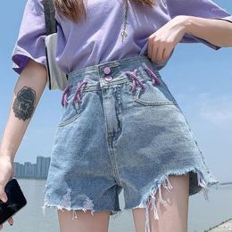 Women's Jeans Denim Shorts Ripped Summer Classic Cute Blue Korean Style Clothes Fashion Black Sexy Bottom Short Trendyol Bum