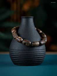 Strand Submerged Natural Hainan Green Chess Nan Agarwood Bracelet Planting Kyara With Shape Barrel Shaped Bead Female Men Buddha Beads