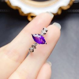 Cluster Rings FS 4 10 Natural Horse Eye Type Amethyst Ring S925 Sterling Silver For Women Fine Charm Weddings Jewelry MeiBaPJ With