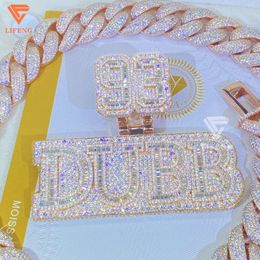 Lifeng Jewelry Hiphop Men Diamond Pendant Baguette Cut Vvs Moissanite Solid Sterling Silver Rose Gold Custom Name Pendant