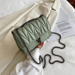 Shoulder Bags Leather Luxury Bag Women's 2024 Small Crossbody For Designer Pink Mini Metal Chain Light Green Handbags Luggage