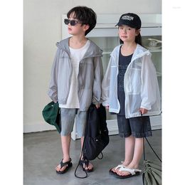 Jackets Children Clothing Kids Thin Coat 2024 Summer Fashionable Sunscreen Korean Style Hooded For Boys And Girls