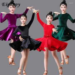 Stage Wear Young Children Latin Dance Clothes Girls Exercise Clothing Competition Skirt Professional Watch Performance