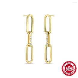 Stud Earrings MC Trend Punk Link Chains For Women S925 Sterling Silver Simple Piercing Gold Earring Exquisite Jewellery Gifts