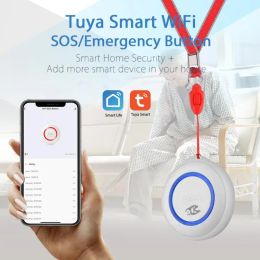 Control Tuya Wifi SOS Button Smart Wireless Sensor Alarm Elderly Alarm Waterproof Emergency Help Alarm Switch Work For Old Man/Children