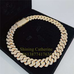 Luxury Moissanite Cuban Necklace Iced Cuban Link Chains Necklace Heavy Real Gold Plated Jewellery Men Cuban Link Chain
