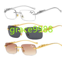 lmamba 2572 Vintage custom transparent lens Rectangle Rimless Luxury Women metal shades Retro Sunglasses Men high quality