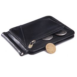 Clips Men Wallet RFID BLOCKING 2022 New Leather Money Clip Metal Wallet Men Thin Billfold Folded Clamp for Money Credit Cash Clips
