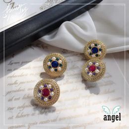 Stud Earrings Jewelry Button Real Baroque National Style Simple Atmosphere Port Court