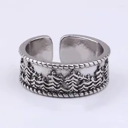 Cluster Rings 925 Sterling Silver Open Finger Ring Vintage Forest Tree Punk Stackable Geometric For Women Girl Jewellery Gift Dropship