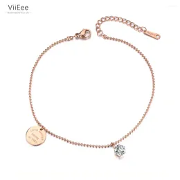 Charm Bracelets ViiEee Trendy Love Tag CZ Crystal For Women Stainless Steel Link & Chain Bracelet Summer Vacation VB19041