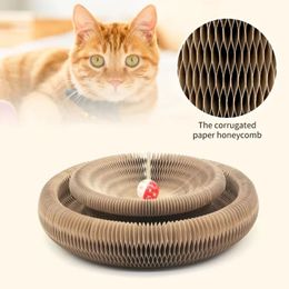 Interactive Cat Scratch Board Funny Kitten Toy with Bell Ball Cat Grinding Claw Cat Climbing Frame Corrugated Cat Scratch Toy