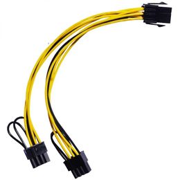 Professional 6Pin to Dual 8Pin Graphics Card Power Cable Splitter for Computer PC with 20cm Length 2024 Model - High Quality Cable for