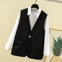 Women's Vests Black Suit Vest Female Spring Autumn 2024 Korean Fashion Sleevele Slim Blazer Waistcoat Women Casual Outerwear Lady Tops