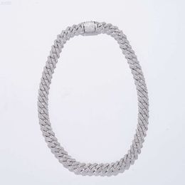 Hip Pop Fashion Moissanite Necklace 925 Sliver--white Gold Cuban Chain